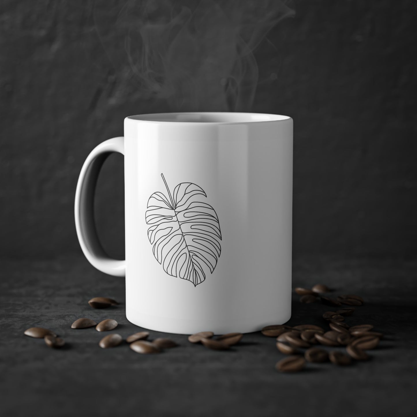 Monstera Line Drawing - "The Continuous Monstera" | Taza de café