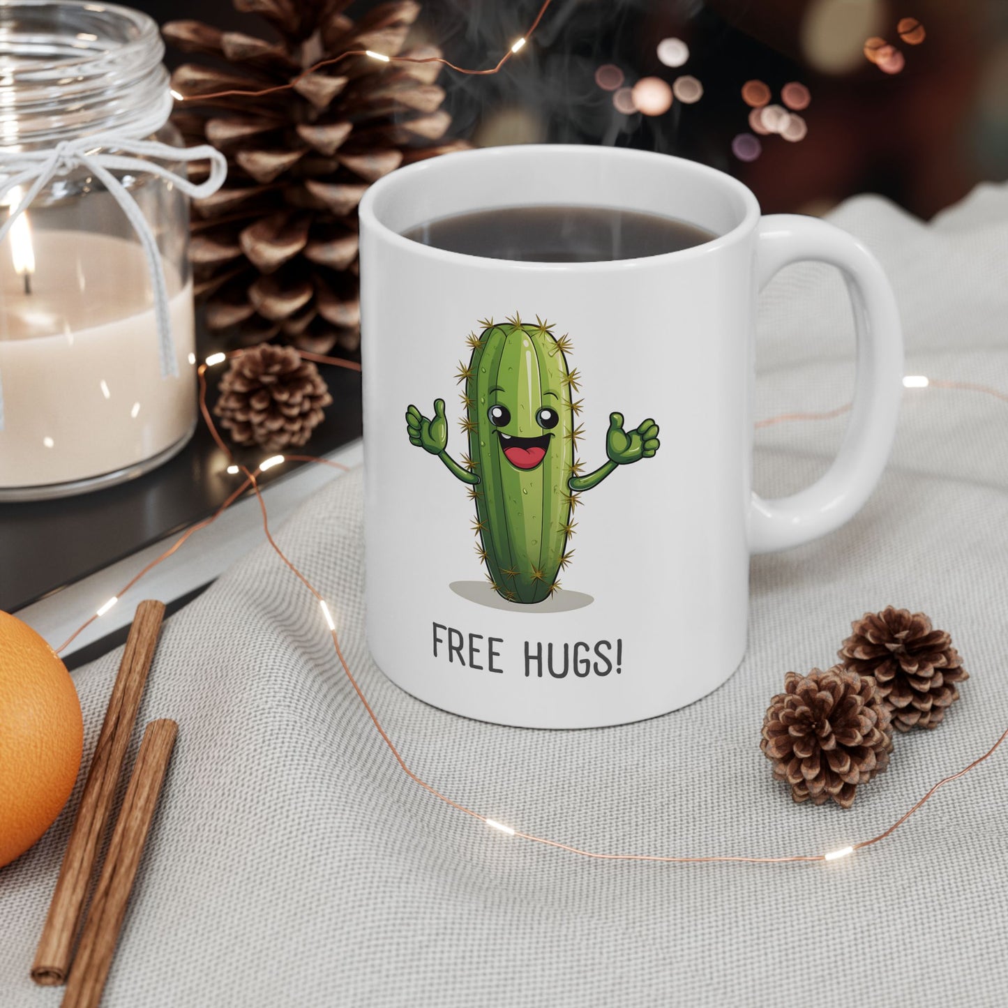 "Free Hugs" Cactus Coffee Mug