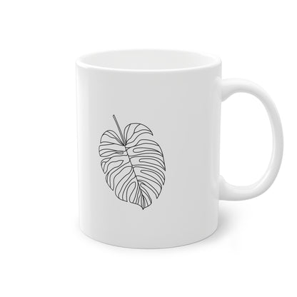 EU - Monstera Line Drawing - "The Continuous Monstera" | Coffee Cup