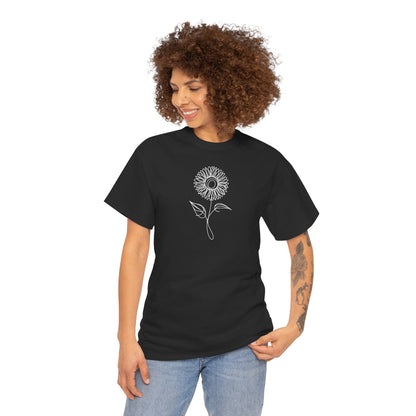 EU - Sunflower Line Drawing - "The Continuous Sunflower" | unisex T-Shirt