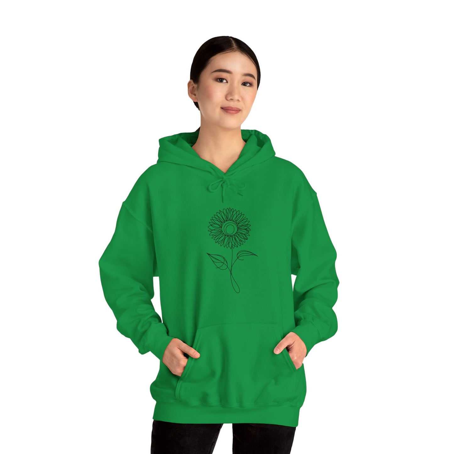 Sunflower Line Drawing - "The Continuous Sunflower" | unisex Hoodie