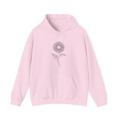 Sunflower Line Drawing - "The Continuous Sunflower" | unisex Hoodie