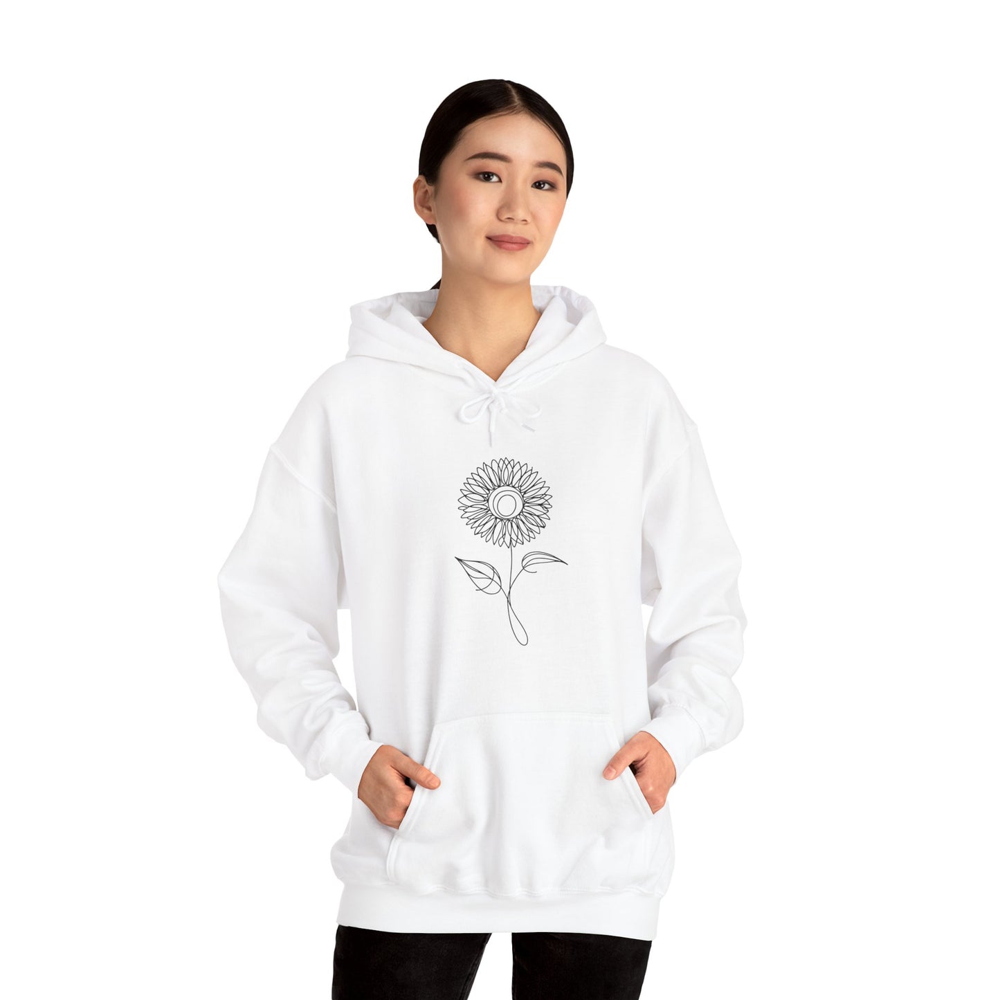 Sunflower Line Drawing - "The Continuous Sunflower" | unisex Hoodie