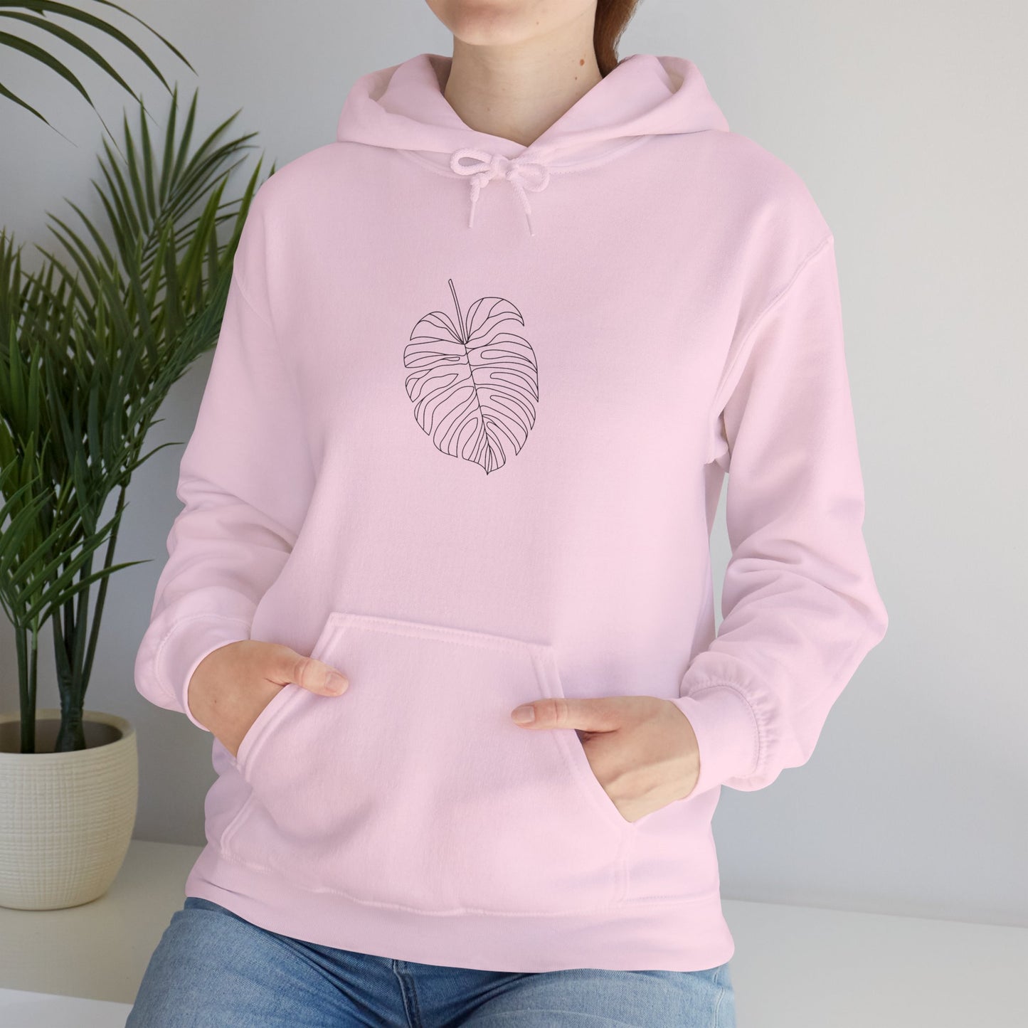 EU - Monstera Line Drawing - "The Continuous Monstera" | unisex Hoodie