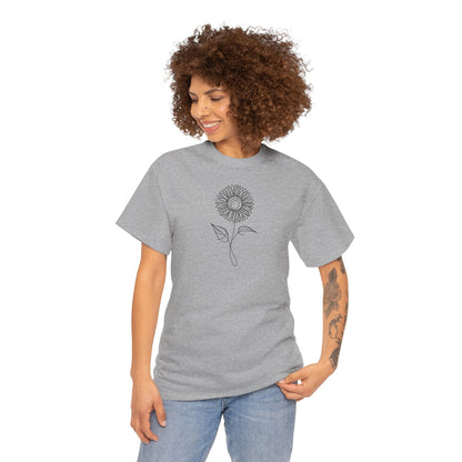 EU - Sunflower Line Drawing - "The Continuous Sunflower" | unisex T-Shirt