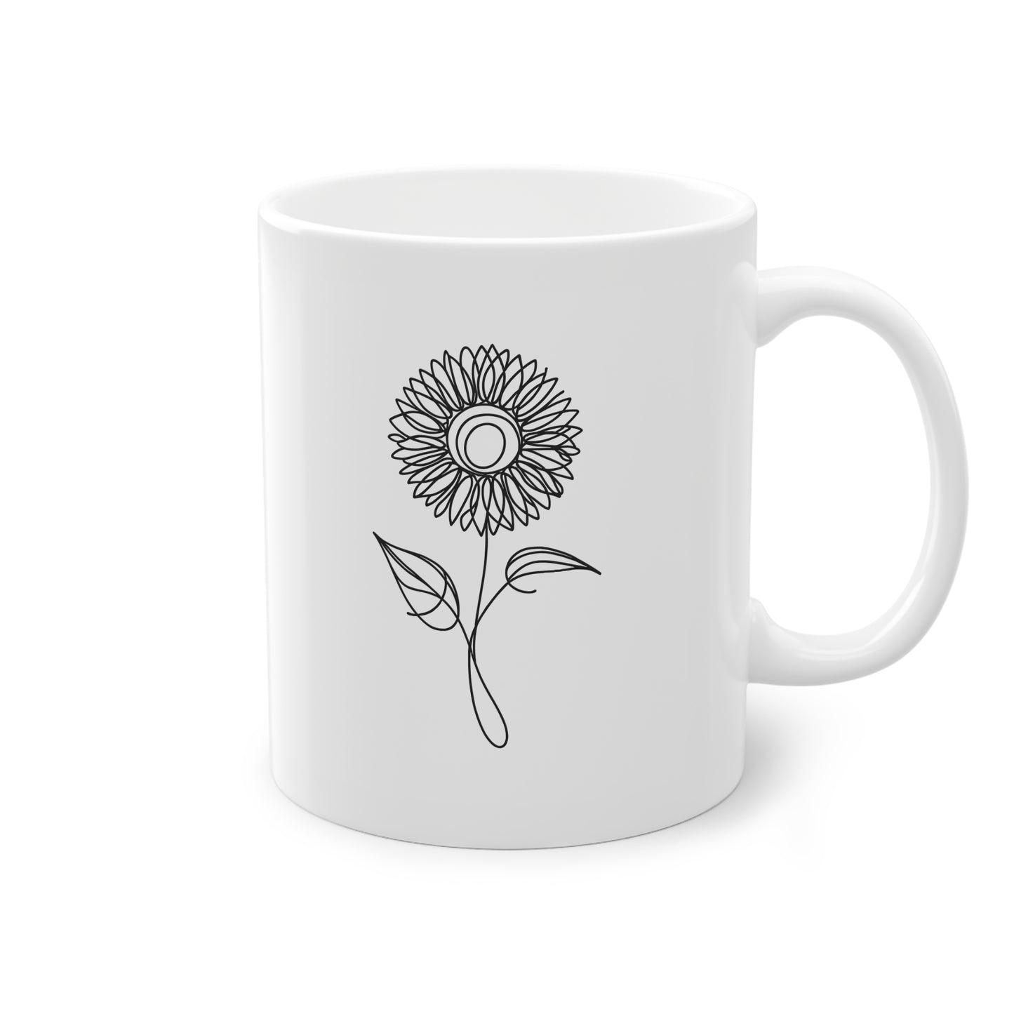EU - Sunflower Line Drawing - "The Continuous Sunflower" | Coffee Cup
