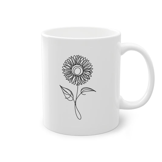 EU - Sunflower Line Drawing - "The Continuous Sunflower" | Coffee Cup