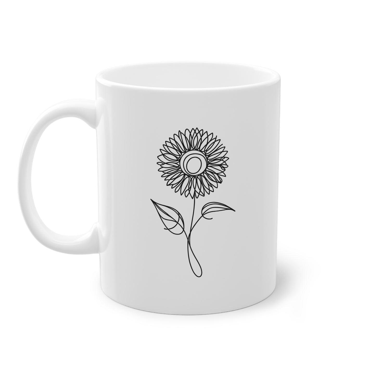 EU - Sunflower Line Drawing - "The Continuous Sunflower" | Coffee Cup