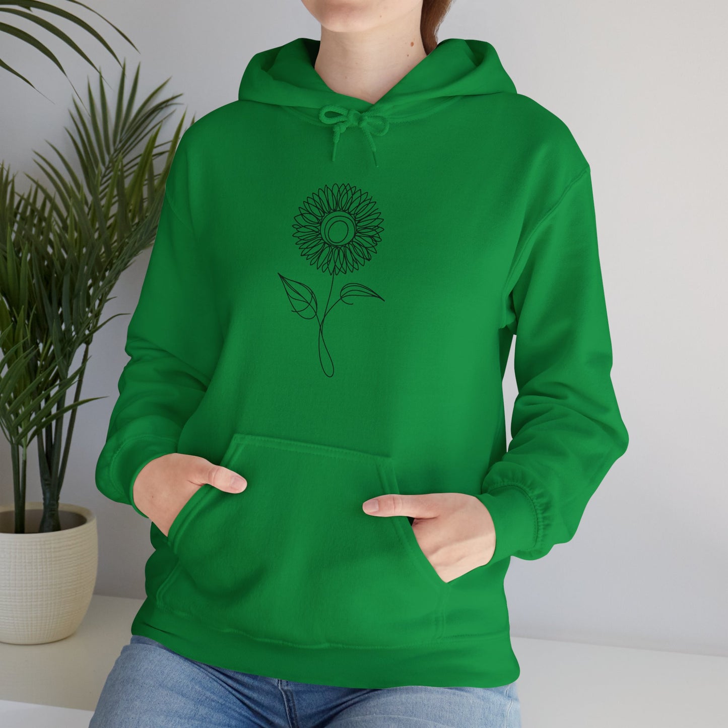 Sunflower Line Drawing - "The Continuous Sunflower" | unisex Hoodie