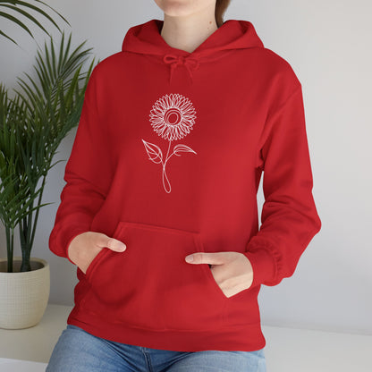 Sunflower Line Drawing - "The Continuous Sunflower" | unisex Hoodie