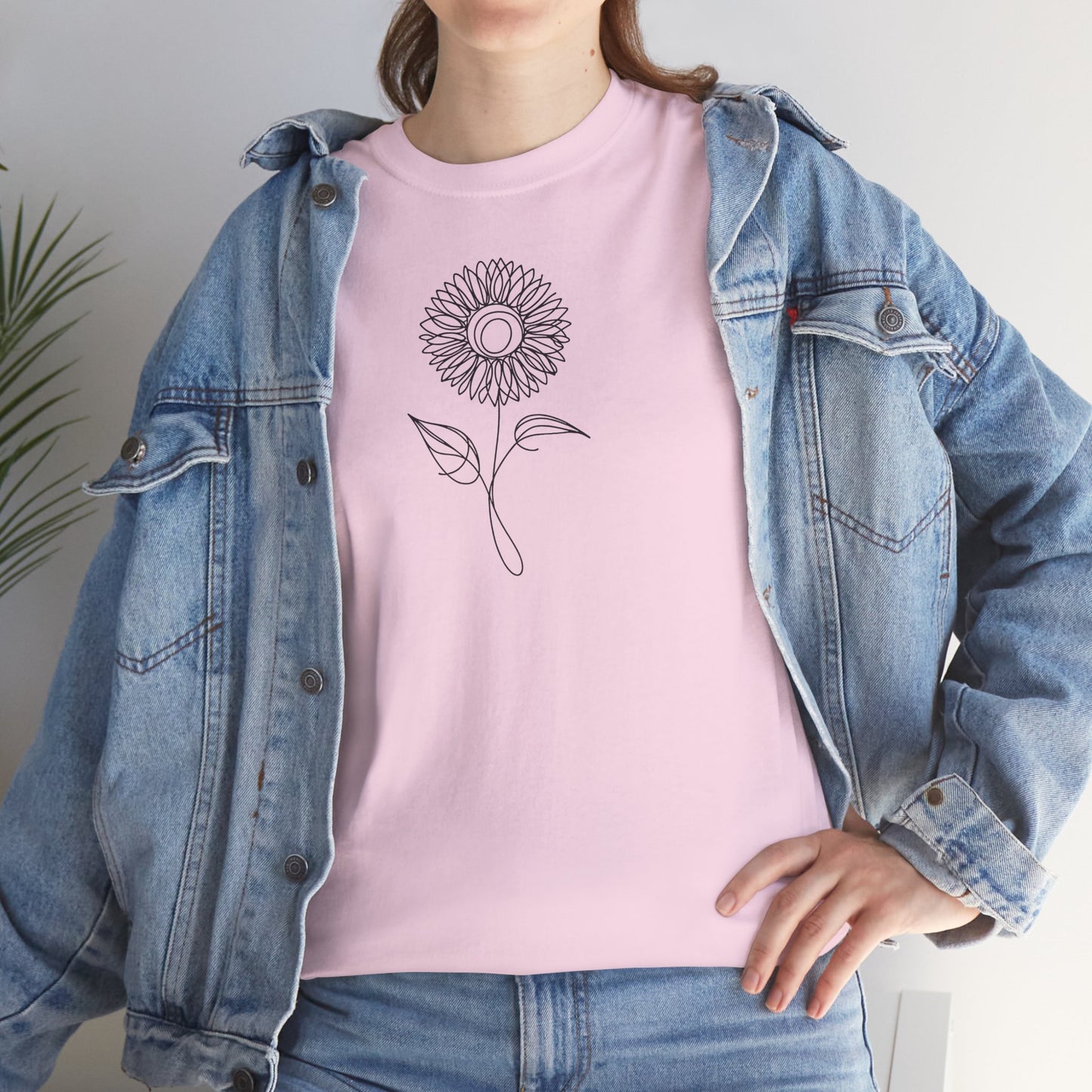 EU - Sunflower Line Drawing - "The Continuous Sunflower" | unisex T-Shirt