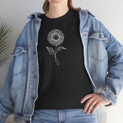 EU - Sunflower Line Drawing - "The Continuous Sunflower" | unisex T-Shirt