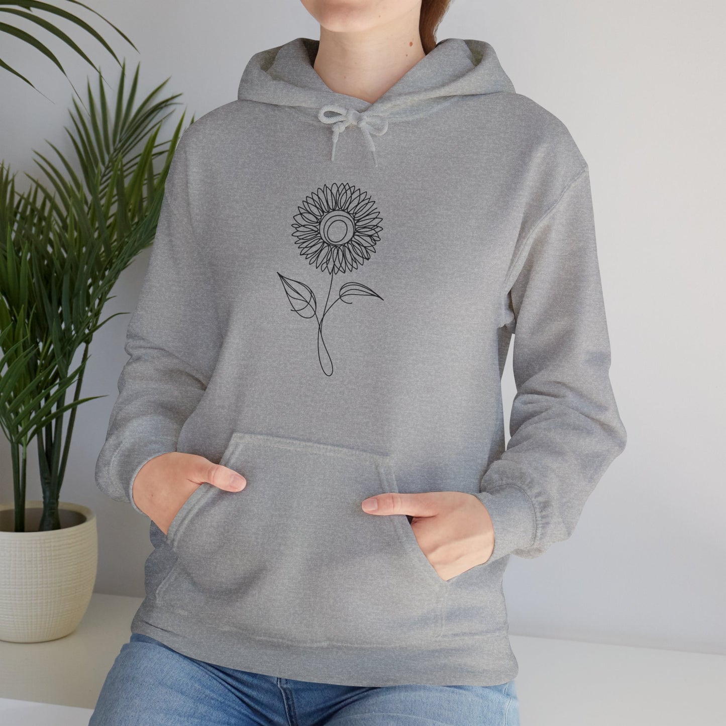 Sunflower Line Drawing - "The Continuous Sunflower" | unisex Hoodie