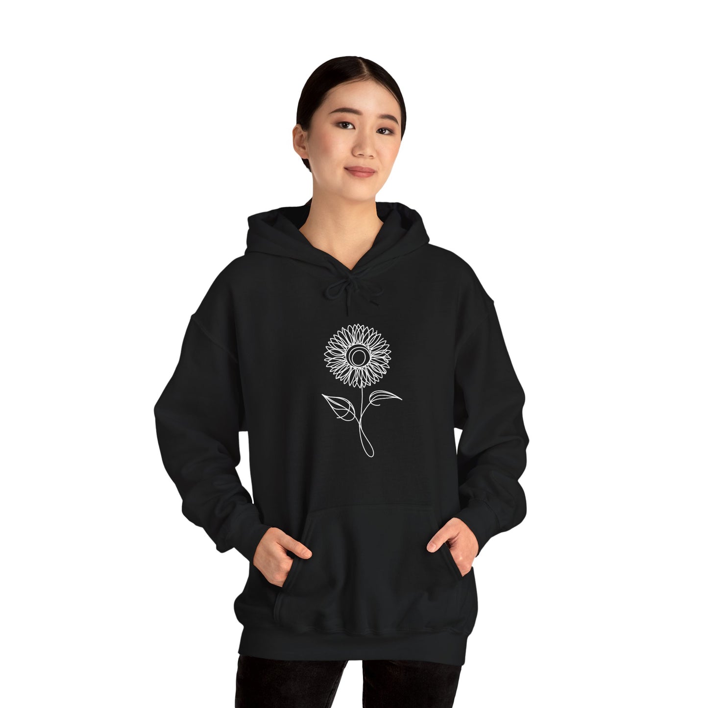 Sunflower Line Drawing - "The Continuous Sunflower" | unisex Hoodie