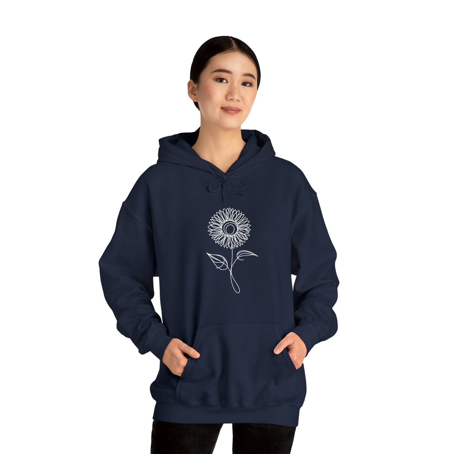 Sunflower Line Drawing - "The Continuous Sunflower" | unisex Hoodie