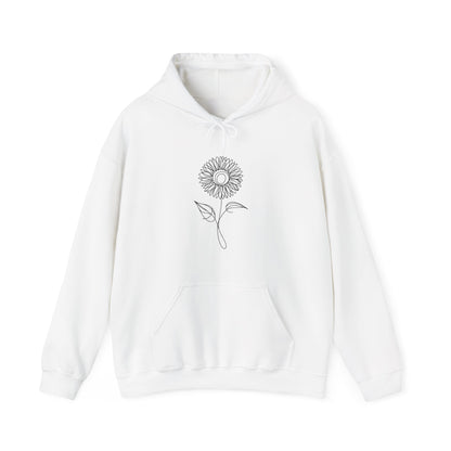 Sunflower Line Drawing - "The Continuous Sunflower" | unisex Hoodie