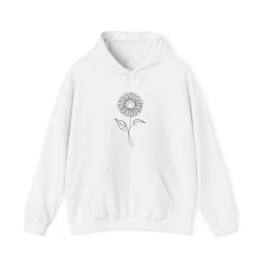 Sunflower Line Drawing - "The Continuous Sunflower" | unisex Hoodie