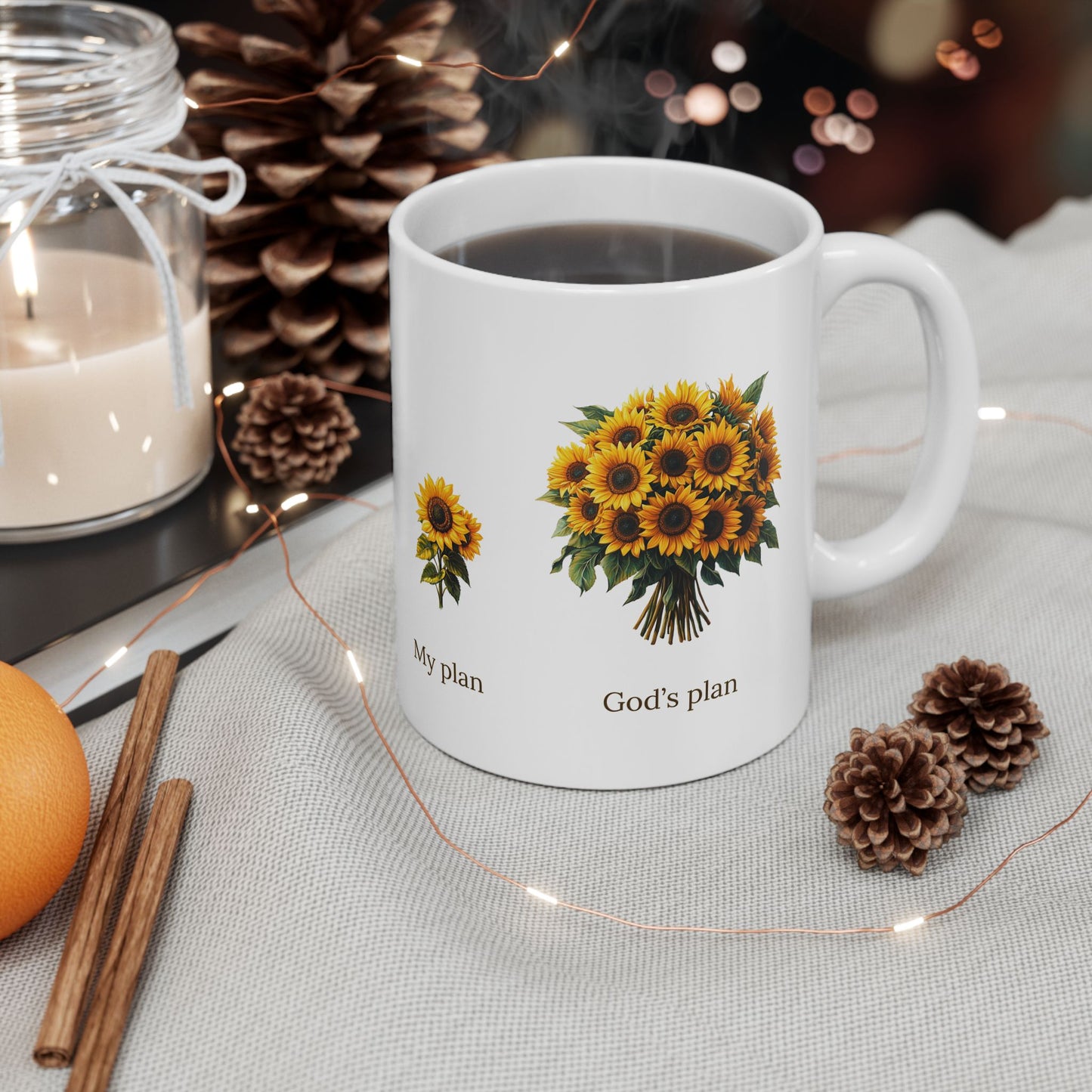 "My plan vs. God's plan" Sunflowers Coffee Mug