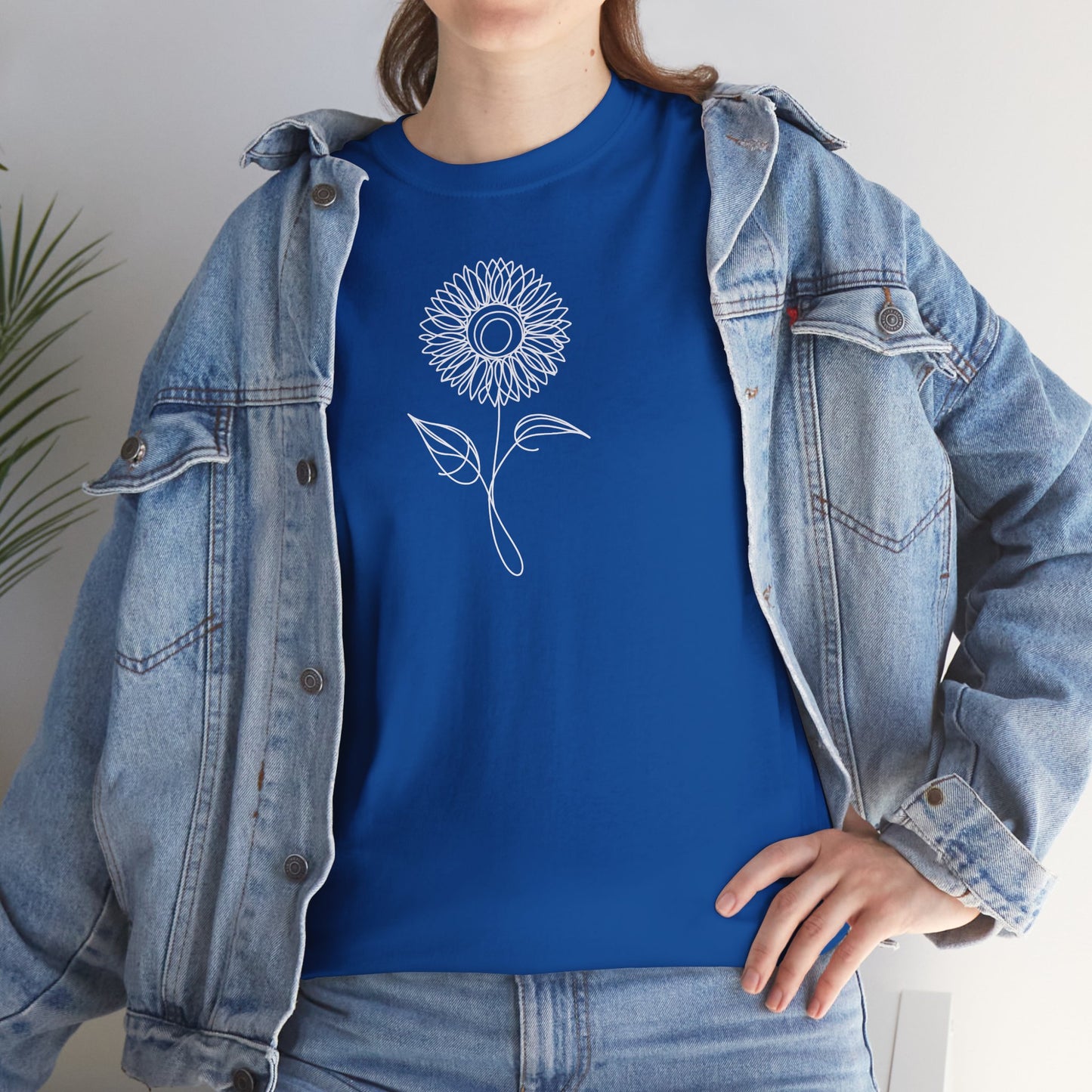 EU - Sunflower Line Drawing - "The Continuous Sunflower" | unisex T-Shirt