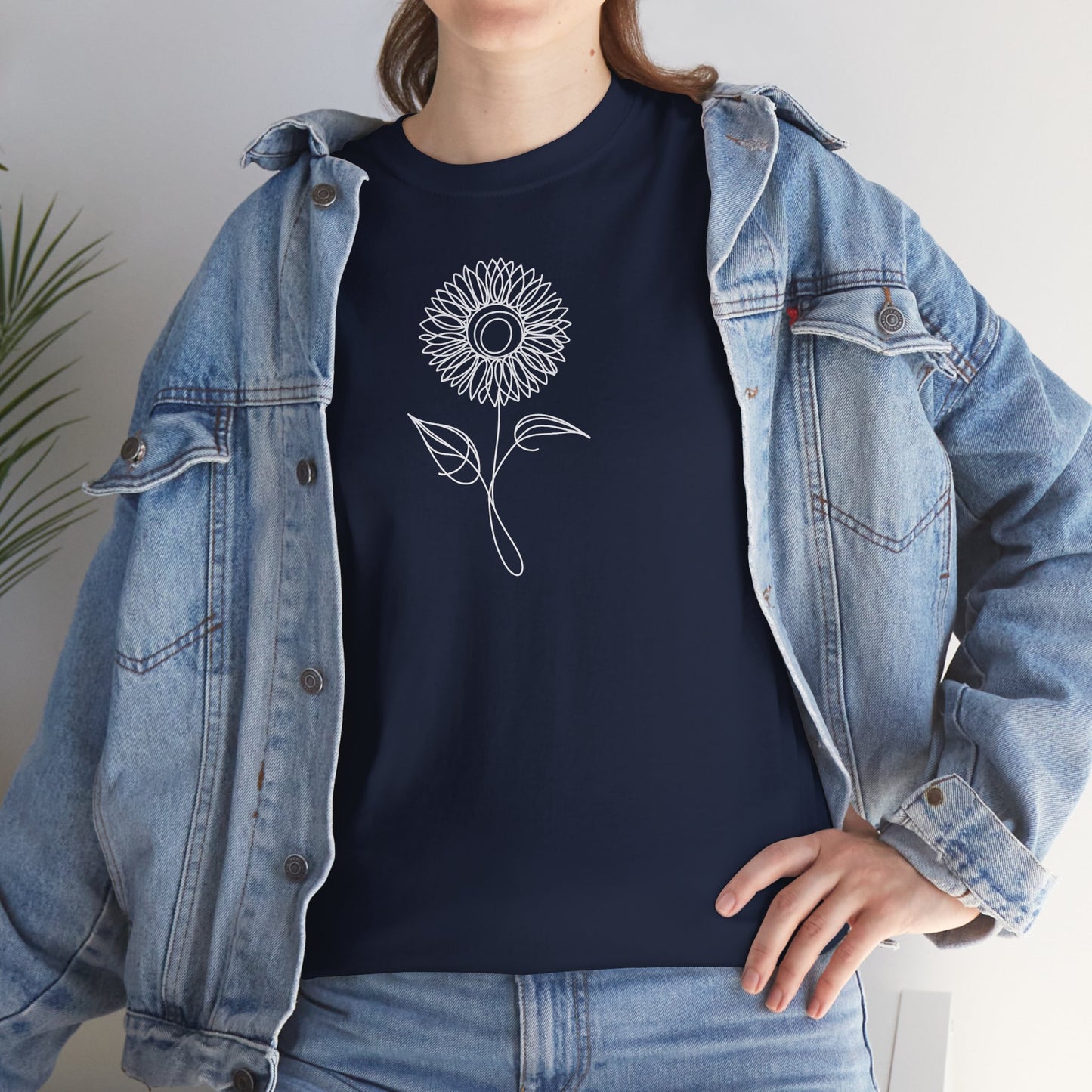 EU - Sunflower Line Drawing - "The Continuous Sunflower" | unisex T-Shirt