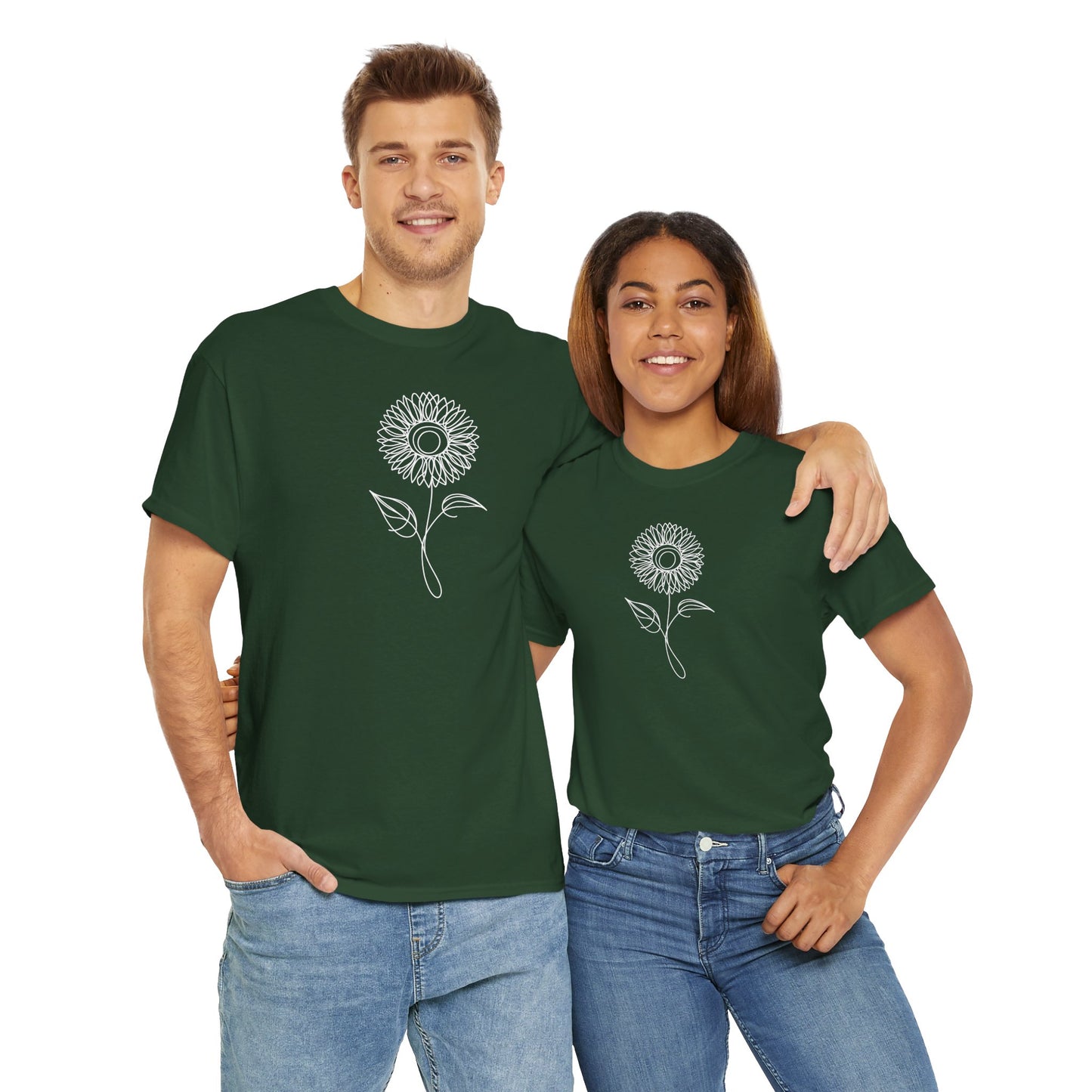 EU - Sunflower Line Drawing - "The Continuous Sunflower" | unisex T-Shirt
