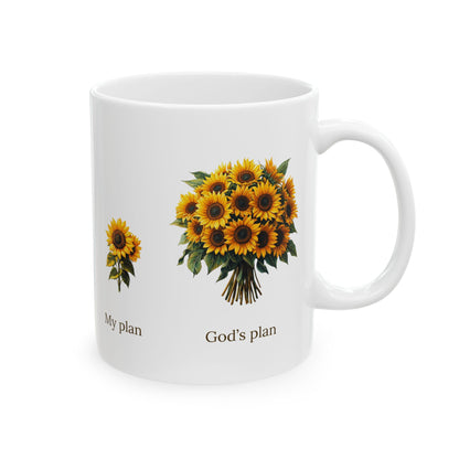 "My plan vs. God's plan" Sunflowers Coffee Mug