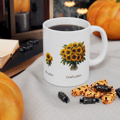 "My plan vs. God's plan" Sunflowers Coffee Mug