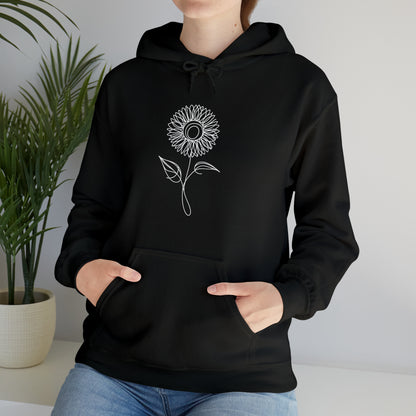 Sunflower Line Drawing - "The Continuous Sunflower" | unisex Hoodie