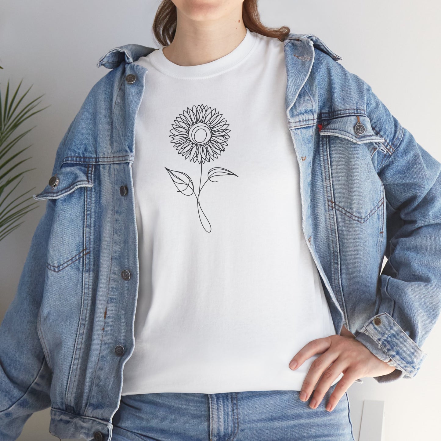 EU - Sunflower Line Drawing - "The Continuous Sunflower" | unisex T-Shirt