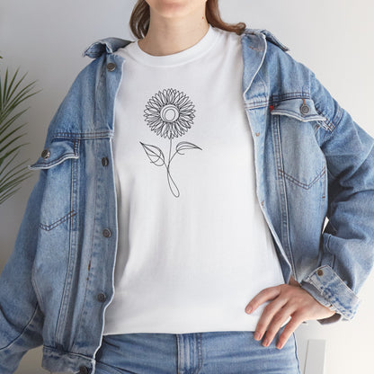 EU - Sunflower Line Drawing - "The Continuous Sunflower" | unisex T-Shirt