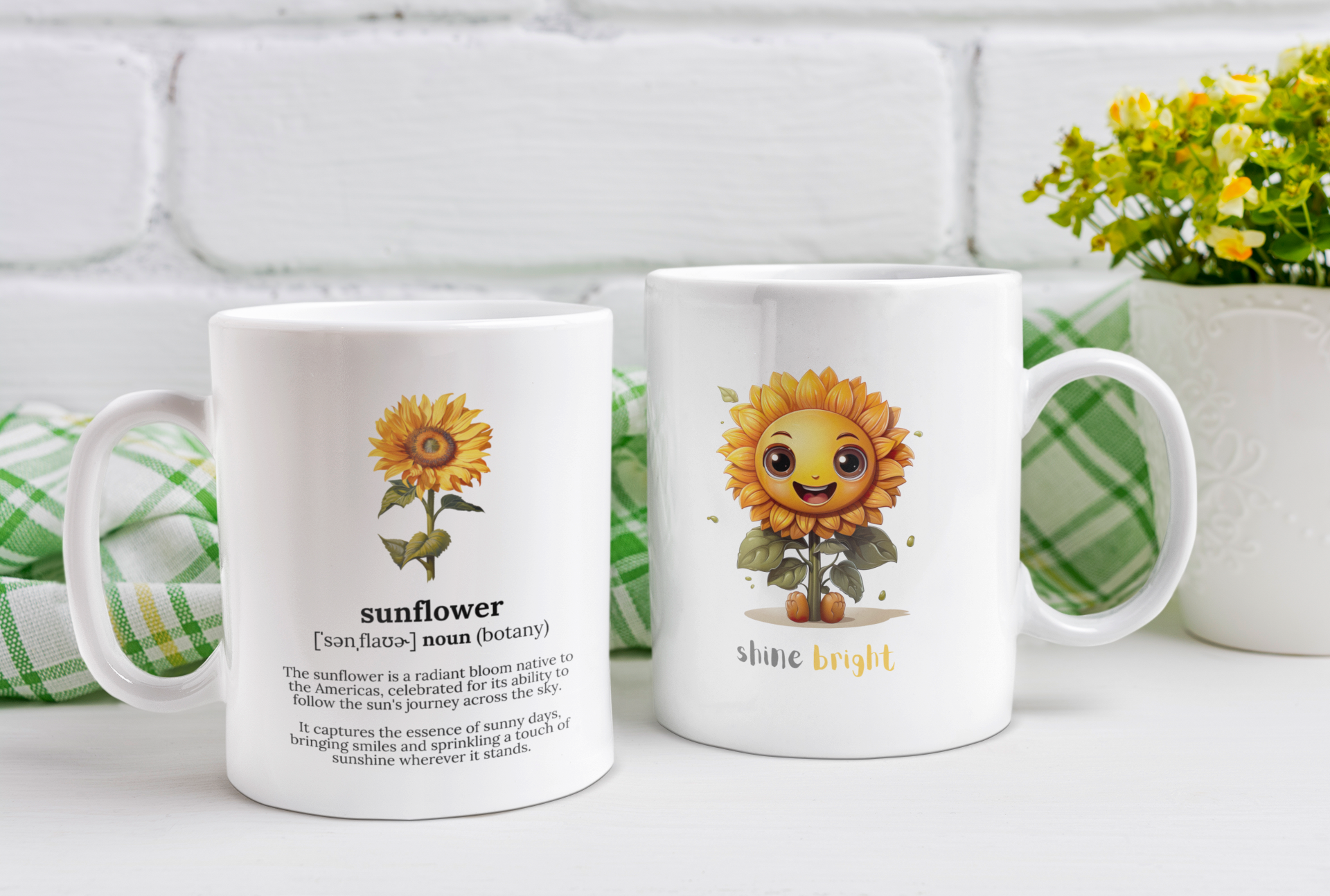 Sunflower Coffee Mugs Cover Mockup